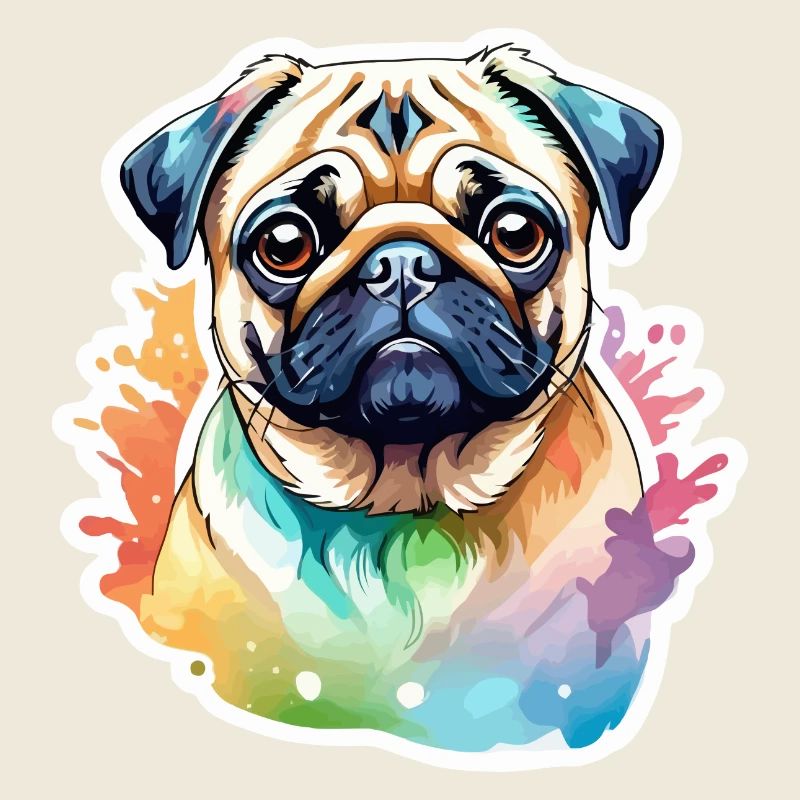 Mops Wasserfarben