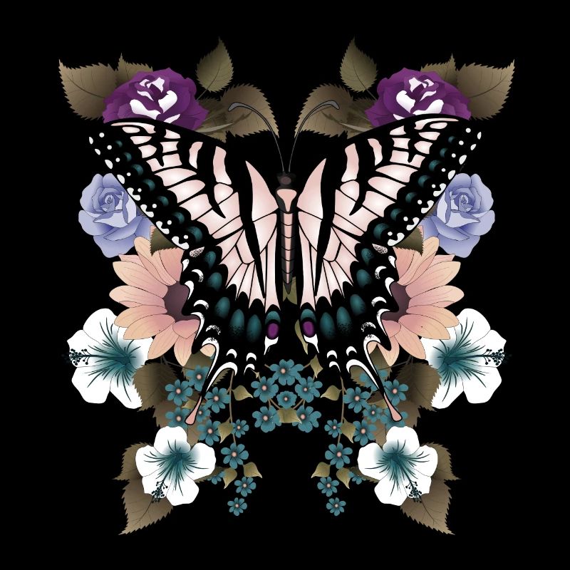 Schmetterling Schwalbenschwanz mit Blumen