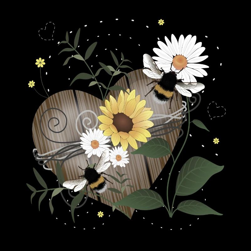 Hummel Herz Holz Blüten