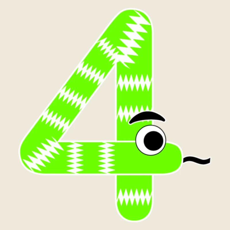 Numéro quatre 4 enfants anniversaire serpent