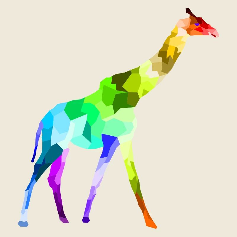 Bunte Regenbogen Giraffe Tiere Polygon
