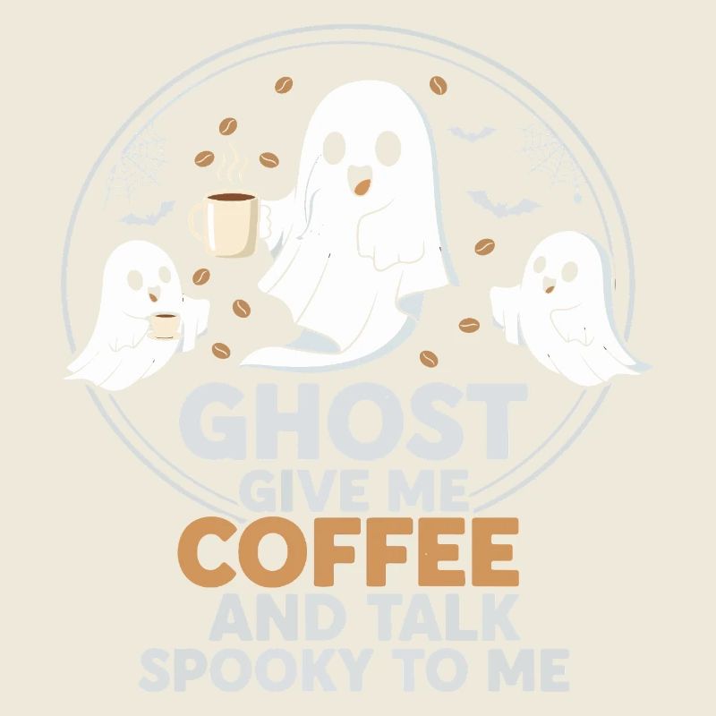 Gruseliger Geist mit Kaffee und Chat-Design