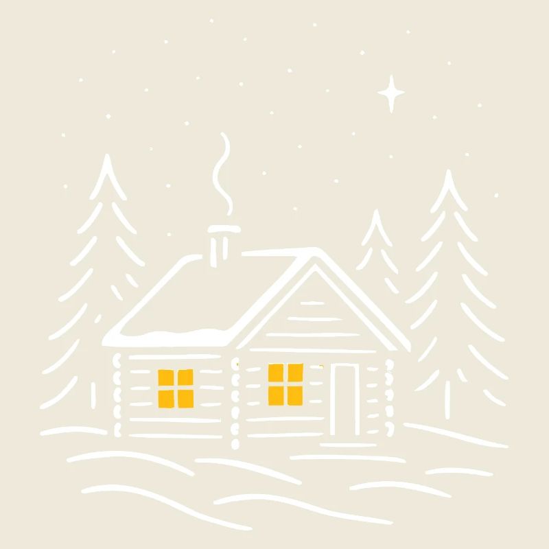 Cabane enneigée au clair des étoiles