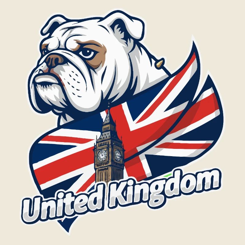 Bouledogue avec drapeau britannique et Big Ben