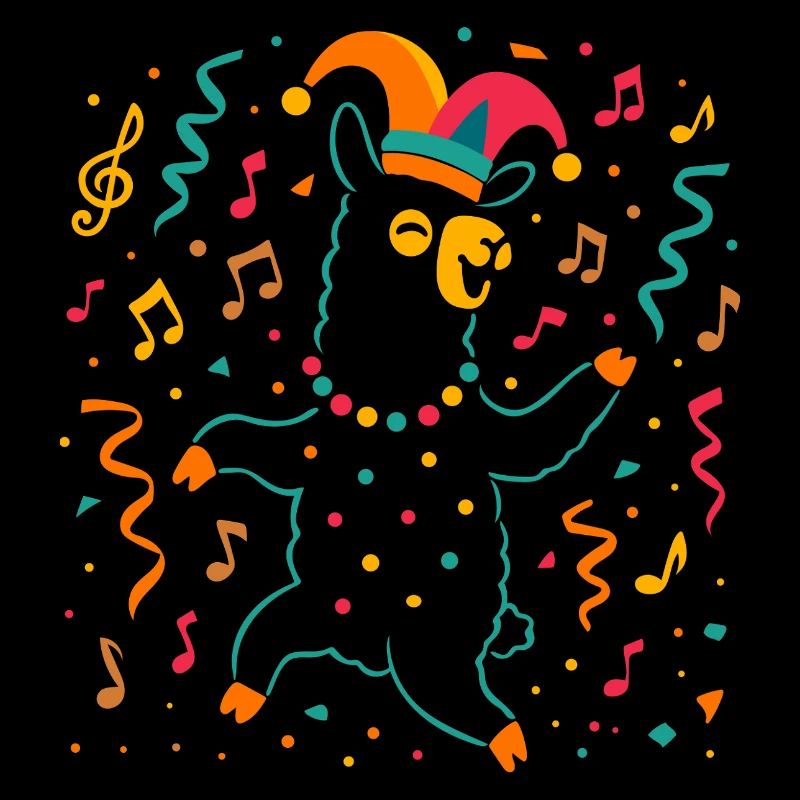 Tanzendes Karneval Alpaka mit Narrenkappe 