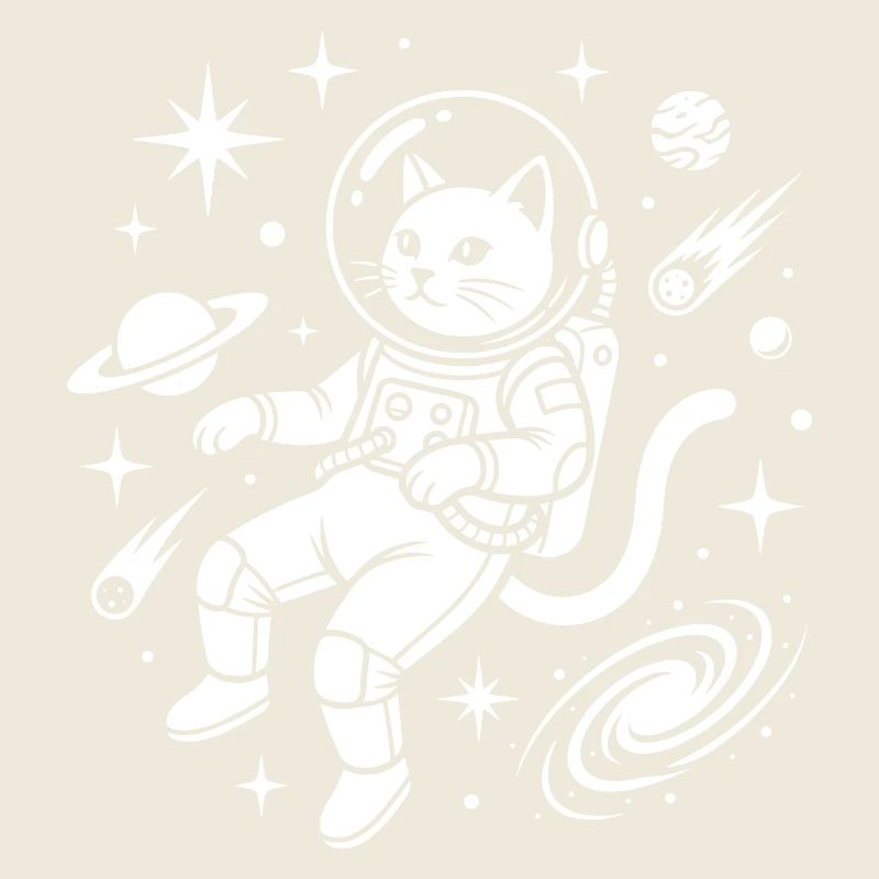 Chat de l’espace en costume d’astronaute