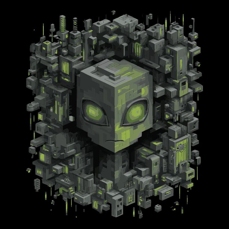 Cubic AI Core City Néon Vert Scintillant