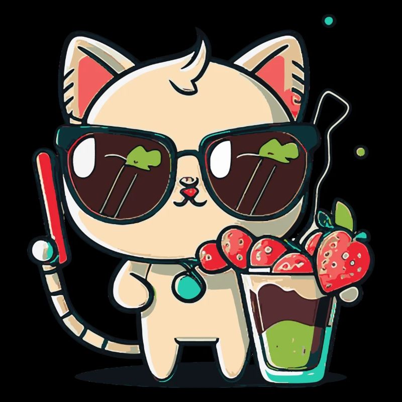 Chat avec lunettes de soleil et cocktail