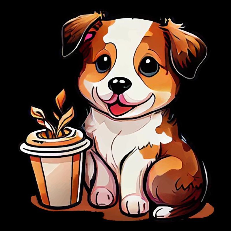 Chien avec café: le compagnon idéal