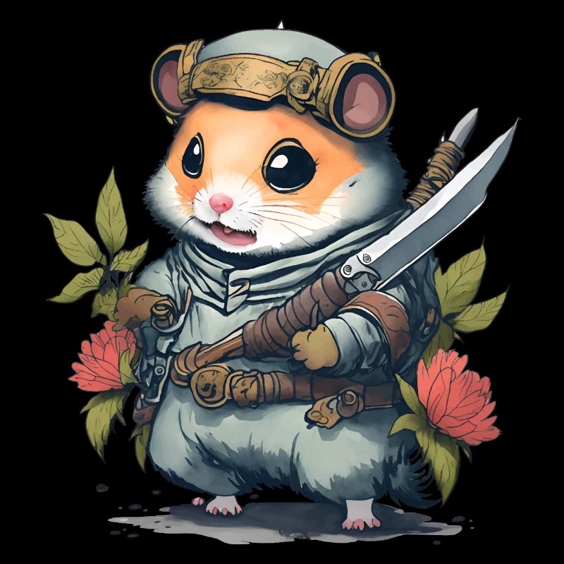 Ninja-Hamster-Kampfmeister. Hamster im Kampfmodus