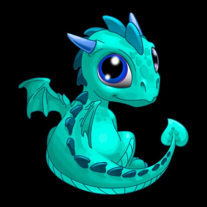Bébé dragon Cyan | Mignon bébé dragon cyan