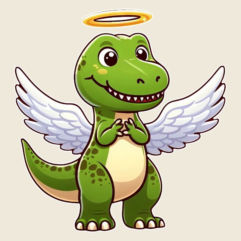 Mignon Dino Trex Angel Dessin animé Ailes de dinosaure