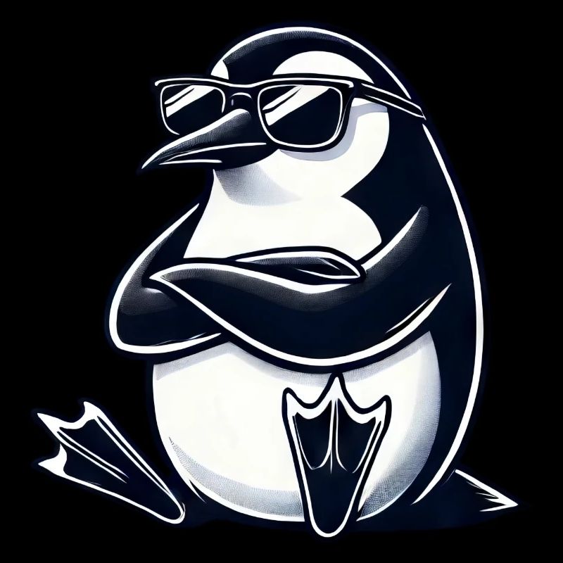 Cooler Pinguin mit Sonnenbrille und verschränkten