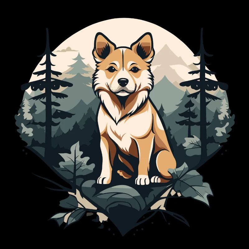 Hokkaido Chien dans la forêt