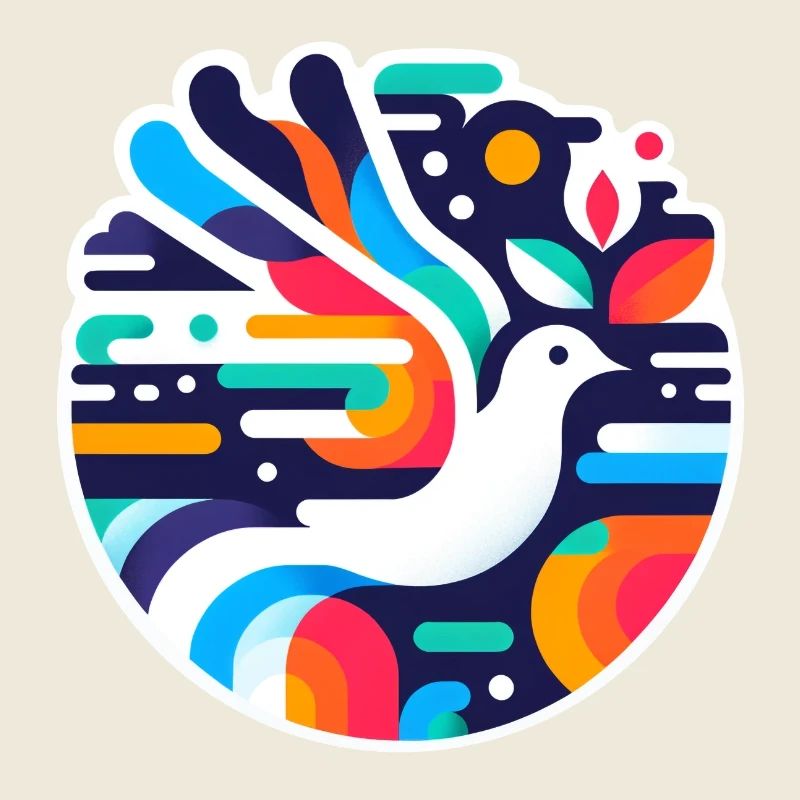 Vibrant Peace Dove Emblem