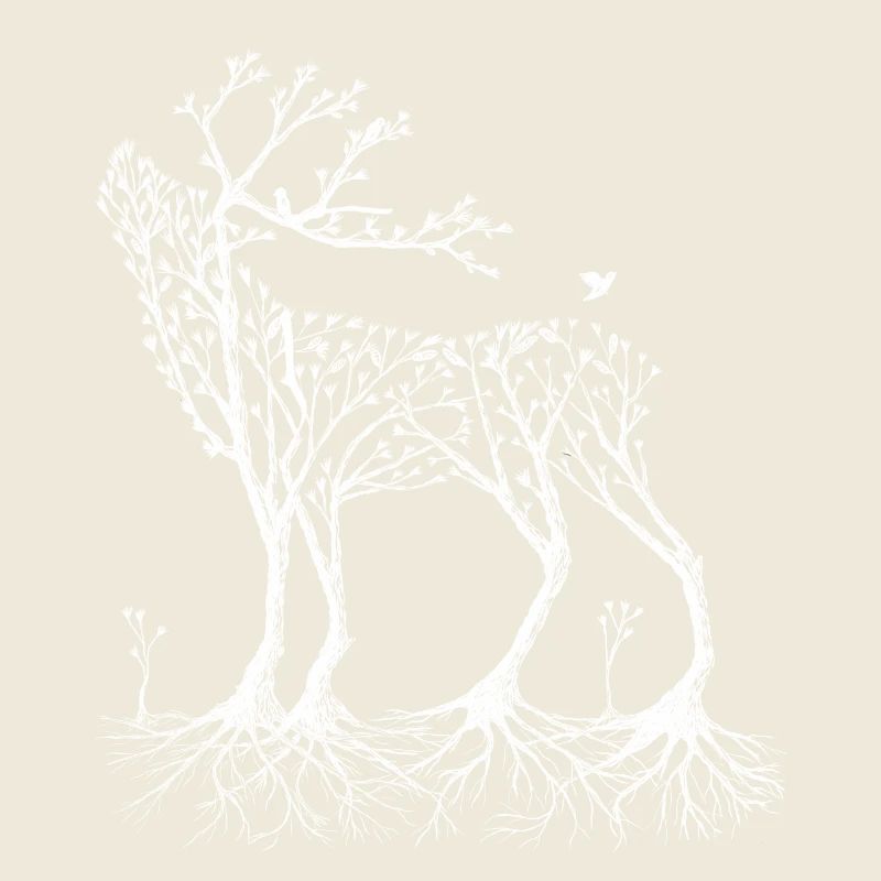 Cerf de forêt en blanc