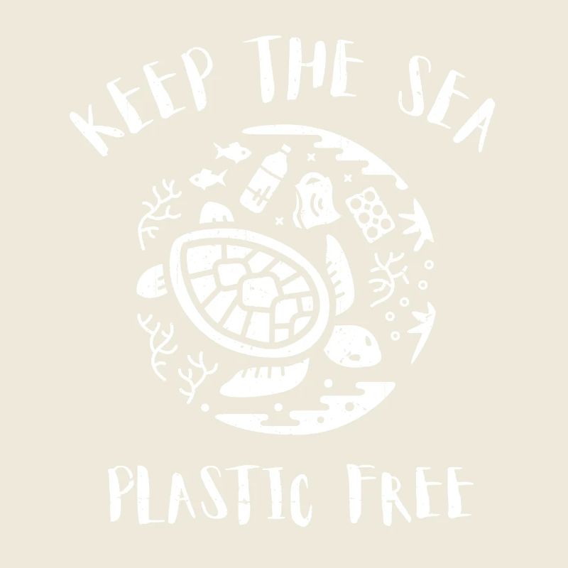 Please Keep the Sea Plastic Free Turtle Scene