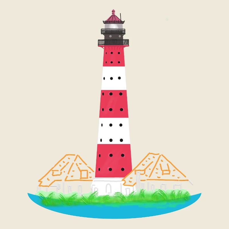 Lighthouse Westerheversand, without text, North Sea