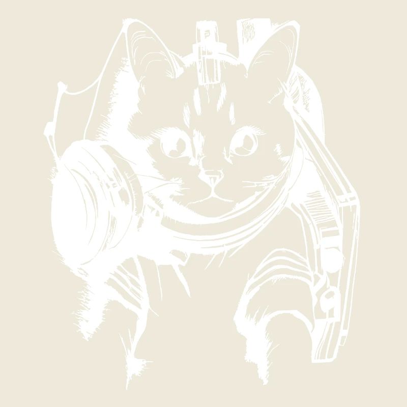 Cats DJ Artwork Blanc