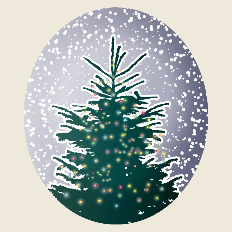 beleuchteter Weihnachtsbaum im Schnee