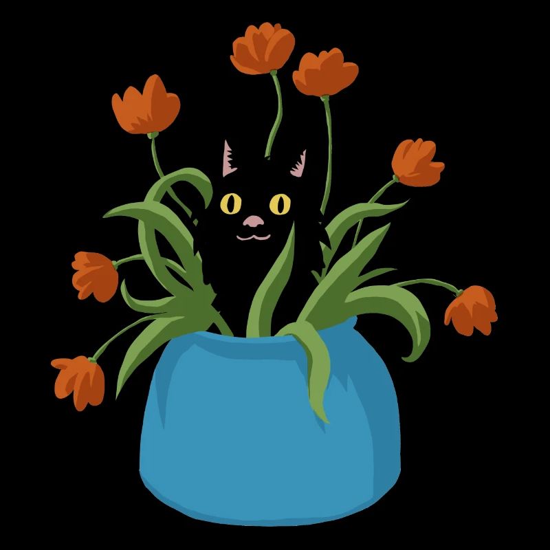 Chat en fleurs