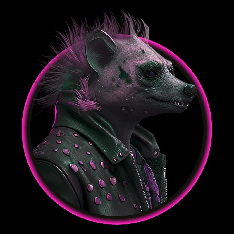 pink Punk Hyäne in Lederjacke