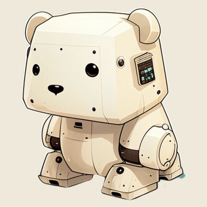Petit ours robot soldat cool prêt à aider dans la
