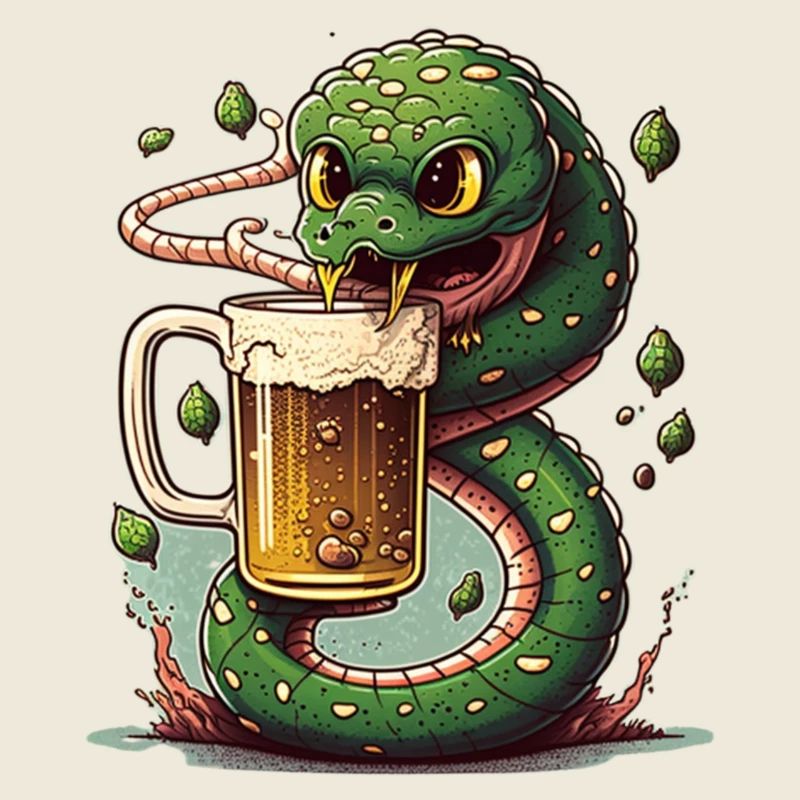 Coole Bier Schlange Comic Illustration
