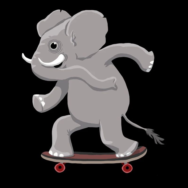 Eléphant sur skateboard
