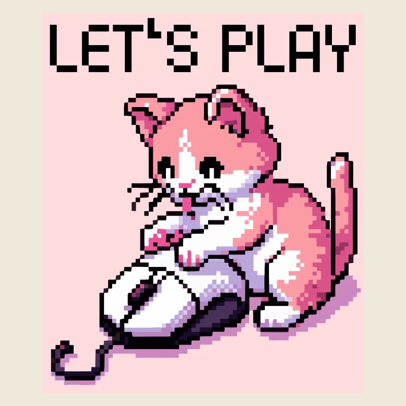 COMPUTER GAMING MOUSE RETRO PIXEL ART PINK CAT
