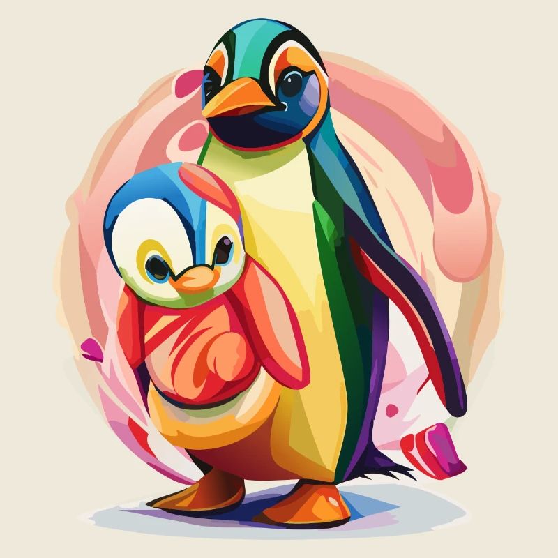 Pingouin mère et bébé