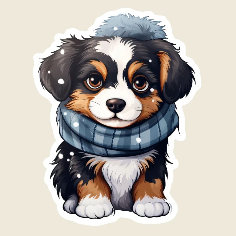 Chiot Bouvier bernois en hiver
