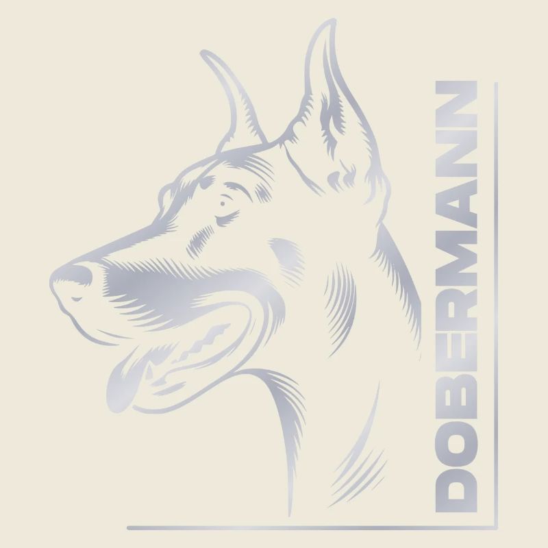 Dobermann Pinscher, Hundekopf, Zeichnung silber