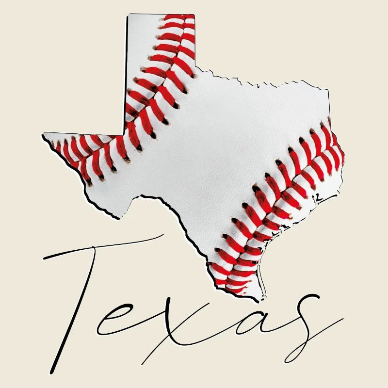Real Baseball in Texas State Map TX
