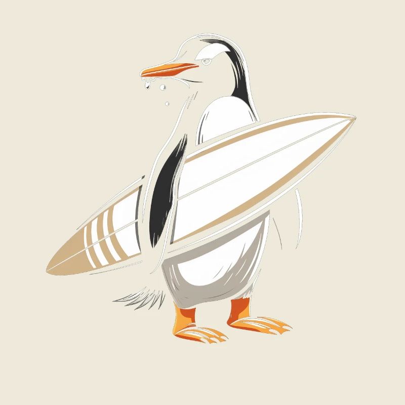 Cadeau pingouin surfeur vintage surf