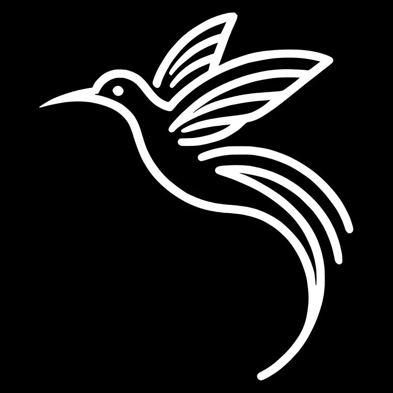 Minimalistische Kolibri-Silhouette weiß