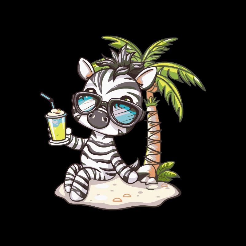 Zebra Sommer Strand Comic