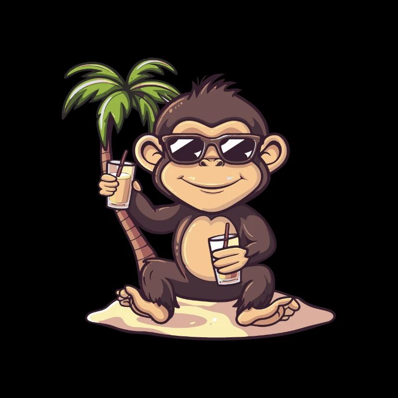 Affe Sommer Strand Comic