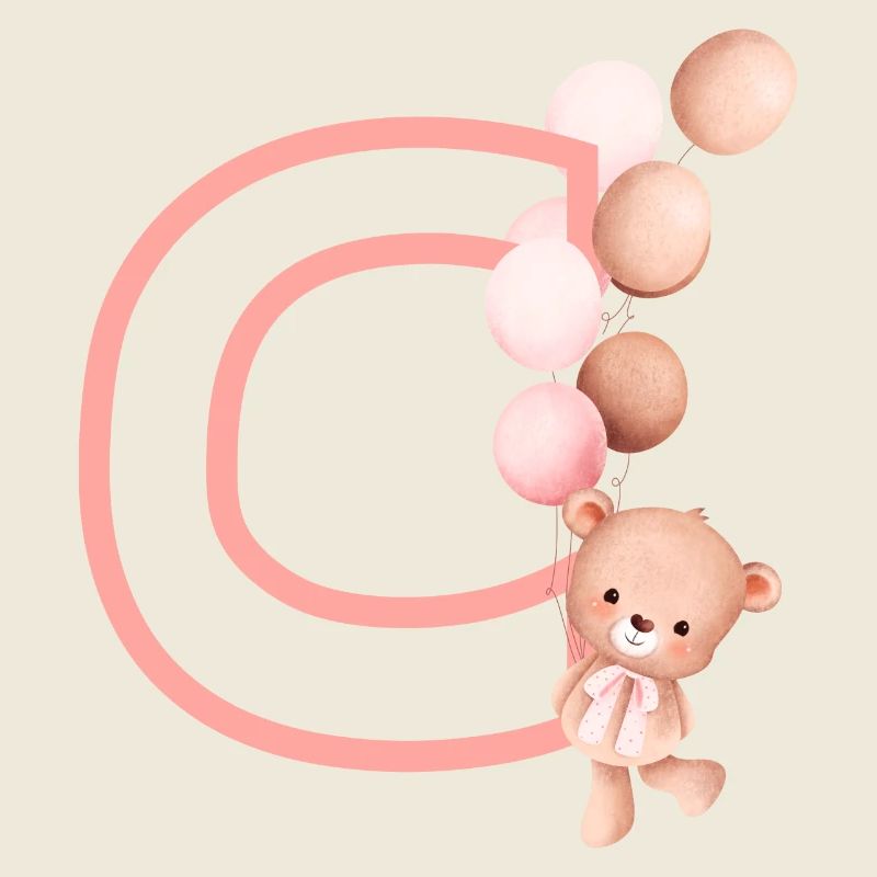 Lettre c rose ours