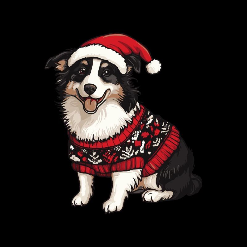 Border Collie chien bande dessinée de Noël