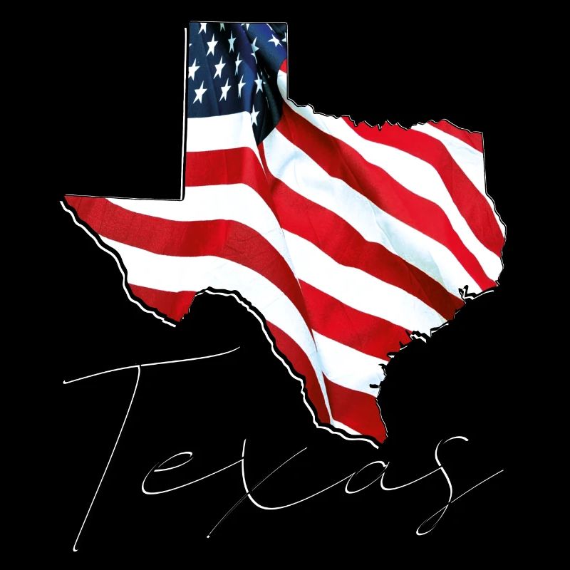 USA Flag in Texas State Map TX