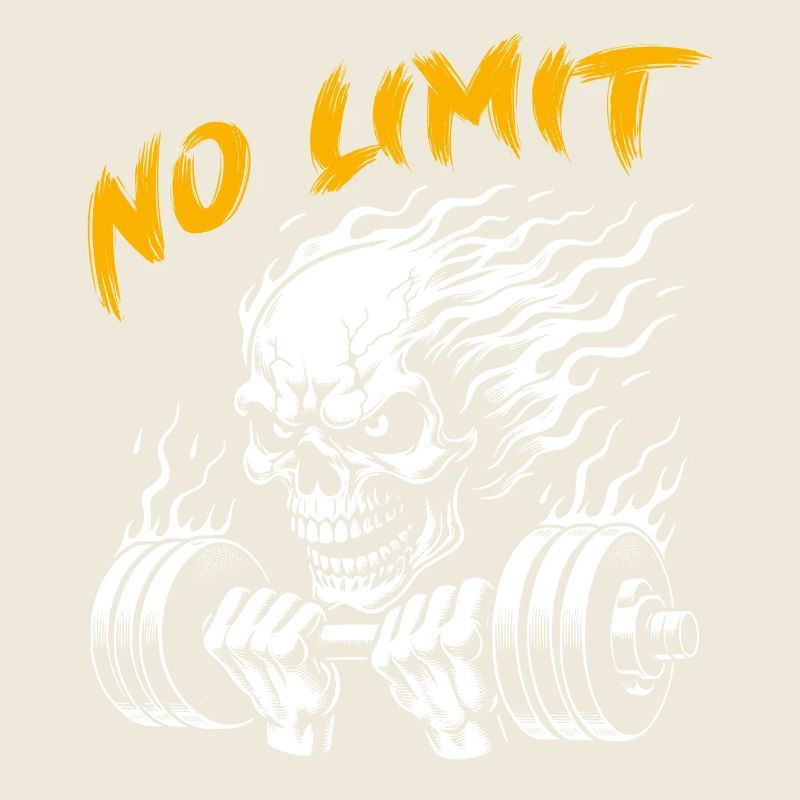 No Limit Hard Workout Skull with Dumbbell