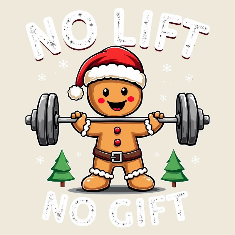 No Lift No Gift Bodybuilder Gingerbread Man Gym