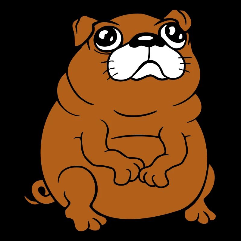 Pug dog sits small begging dick looks sad