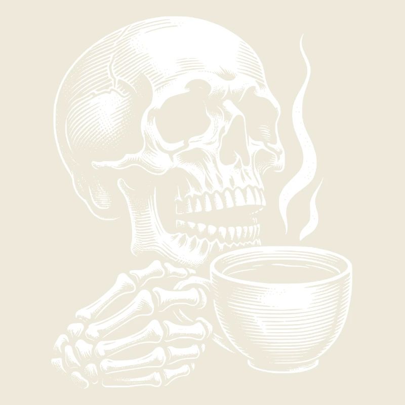 Skull mit Kaffeebecher Kaffee