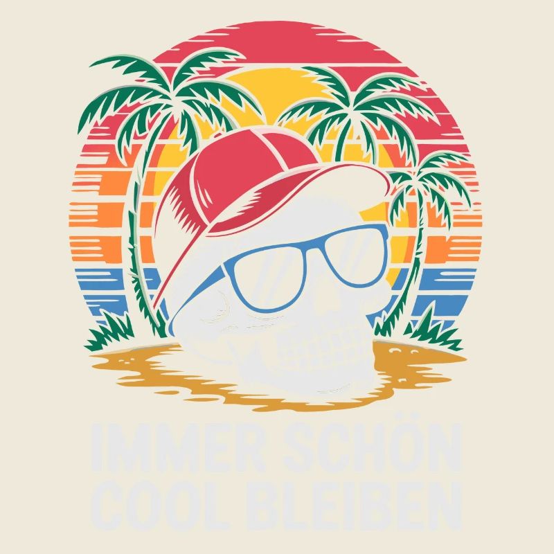 Crâne avec casquette de baseball lunettes de soleil sur la plage