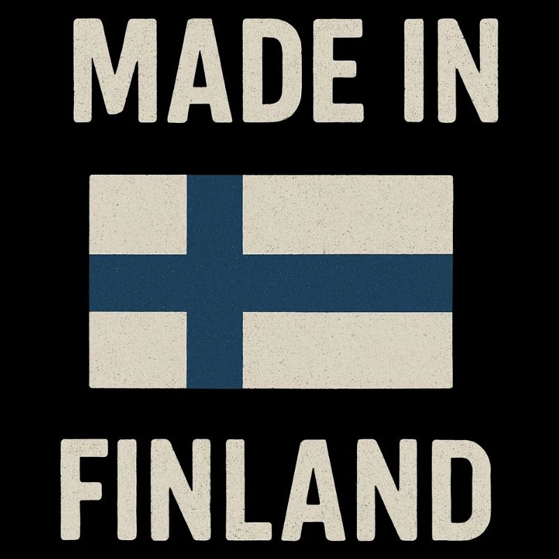 Finnische Flagge und Text Made in Finland