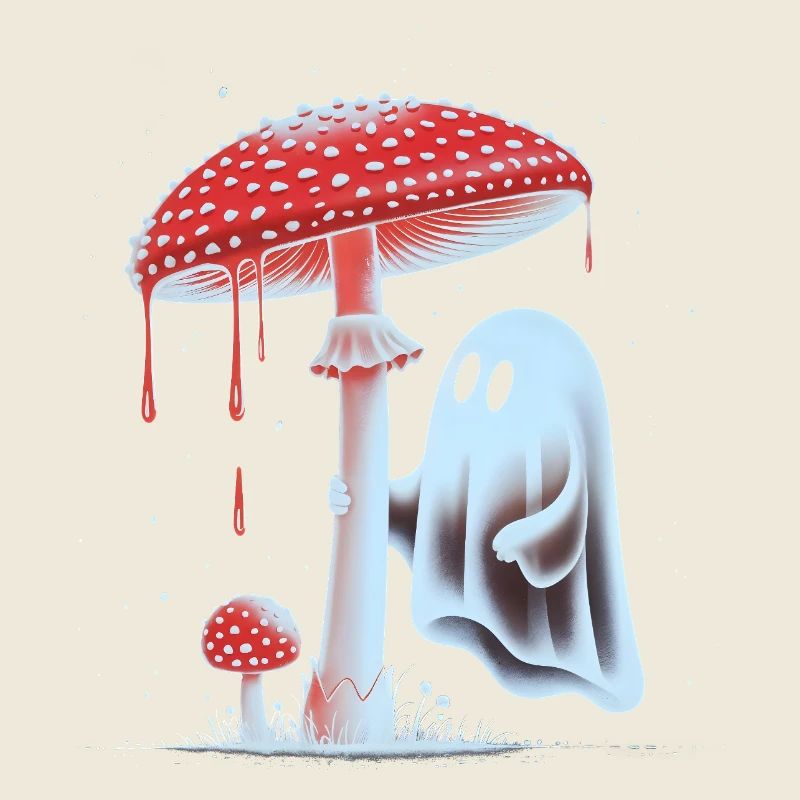 Fantôme effrayant avec champignon rouge sanglant