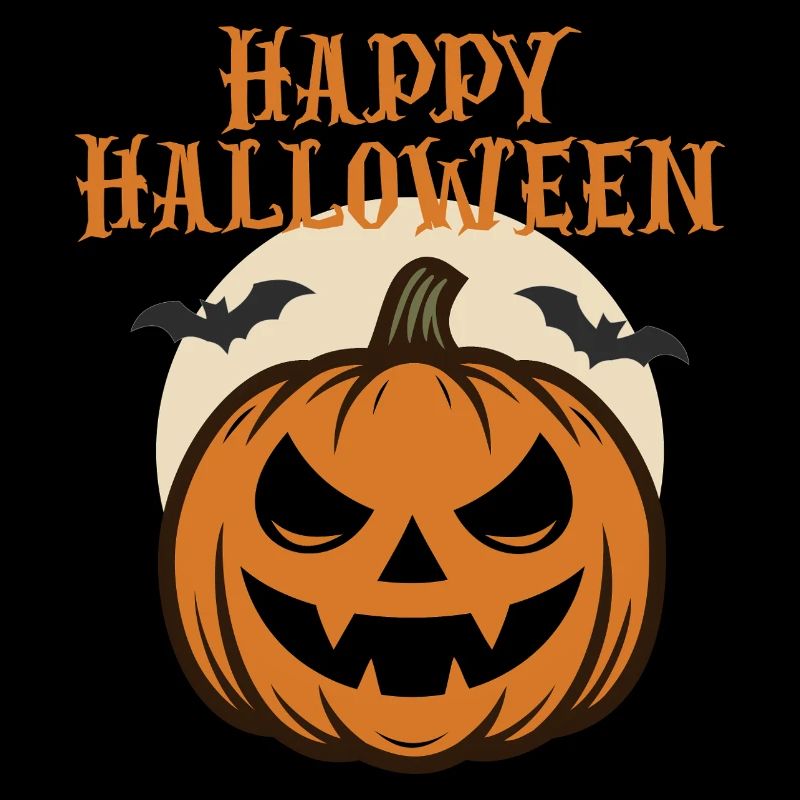 Happy Halloween Pumpkin with Bats