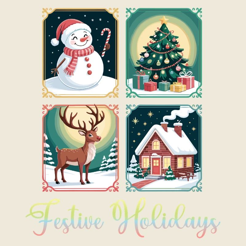 4 Panels Christmas Festive Holidays